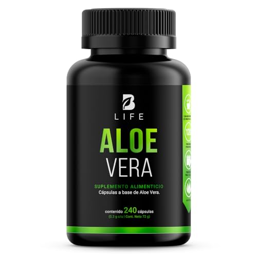Vitamínicos, Extracto de Aloe Vera de 240 Cápsulas de Gel 600 mg por porción. Ingredientes naturales. Aloe Vera B Life.