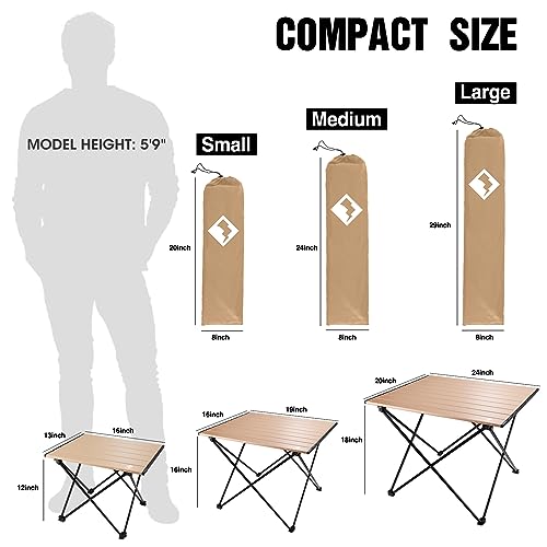 image for VILLEY Portable Camping Side Table, Ultralight Aluminum Folding Beach 