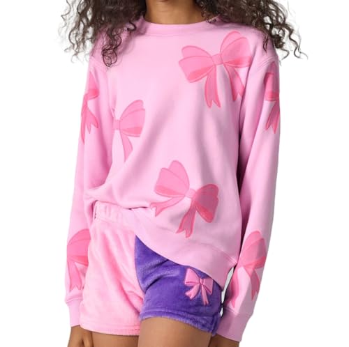 iscream Big Girls Softest Puff Fleece Crewneck Fun Graphic Sweatshirt - Pretty Prints Collection
