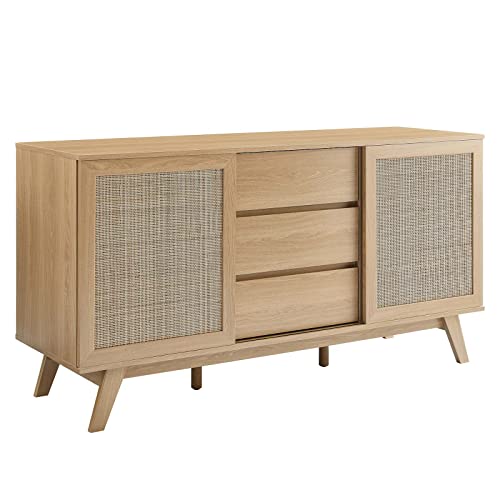 Modway Soma 59" Rattan High Tv Stand Sideboard, 18.5 X 59.5 X 31, Oak #TOP5