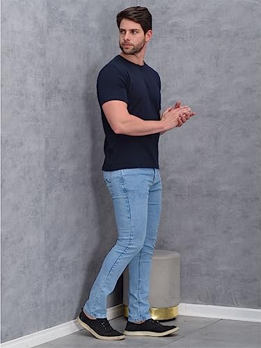 CALÇA MASCULINA JEANS SKINNY COM LYCRA LAVAGEM CLARA - E22504798 (42)