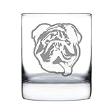 English Bulldog - Funny Whiskey Rocks Glass Gifts for Men & Women with Bulldogs - Fun Whisky Drinking Tumbler Décor
