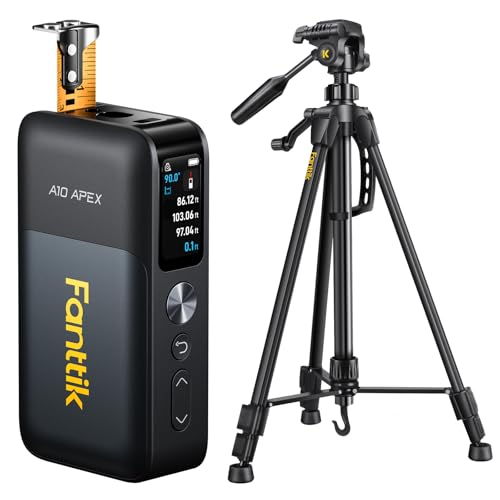 Fanttik A10 Apex 3-in-1 Digital Laser Tape Measure with HD Color Display & Fanttik DT1 Tripod, Laser Level Tripod with 3-Way Flexible Pan Head
