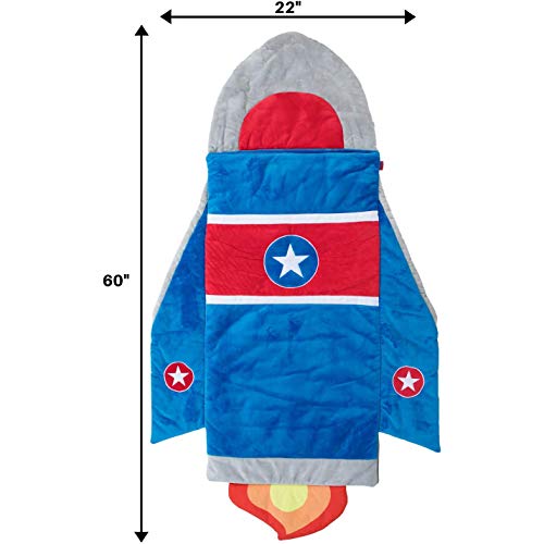 Bixbee Kids Sleeping Bag, Soft Sleepy Sack For Kids & Toddlers | Easy Roll Up Design For School, Daycare + Naptime, 60 X 22 Inches | Cozy Slumber Bag With Lining | Rocket Sleeping Bag For Boys + Girls #TOP1