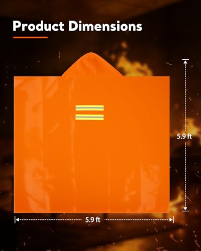 Image of Mondoshop Emergency Fireproof Cloak for Home for Car Safe Fire Escape Cloak for Adults Camping Essentials - Fire Retardant Suits Wrap Body Survival Gear for People