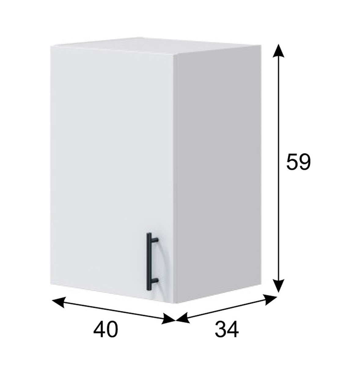 PEGANE Meuble à Suspendre, Meuble Haut de Cuisine Mural avec 1 Porte Coloris Blanc Brillant - Hauteur 59 x Longueur 40 x Profondeur 34 cm