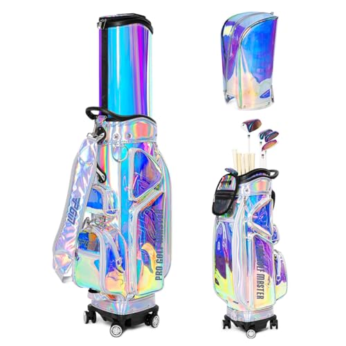 GOYOHOME キャディバッグ 防水ゴルフクラブバッグ Golf Bag 悪天候にも負けない 防塵防雨カバー付き ゴルフクラブ長期保管に最適 持ち運び可能 車輪付き 練習用 クラブケース(レインボーカラー)