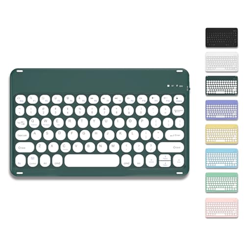LEVADA PLUS Wireless Bluetooth Rechargeable Keyboard Universal Bluetooth Keyboard Portable Keyboard Suitable for iOS Android Windows iPad iPhone Tablets Smartphones PC MacBooks (Dark Green)