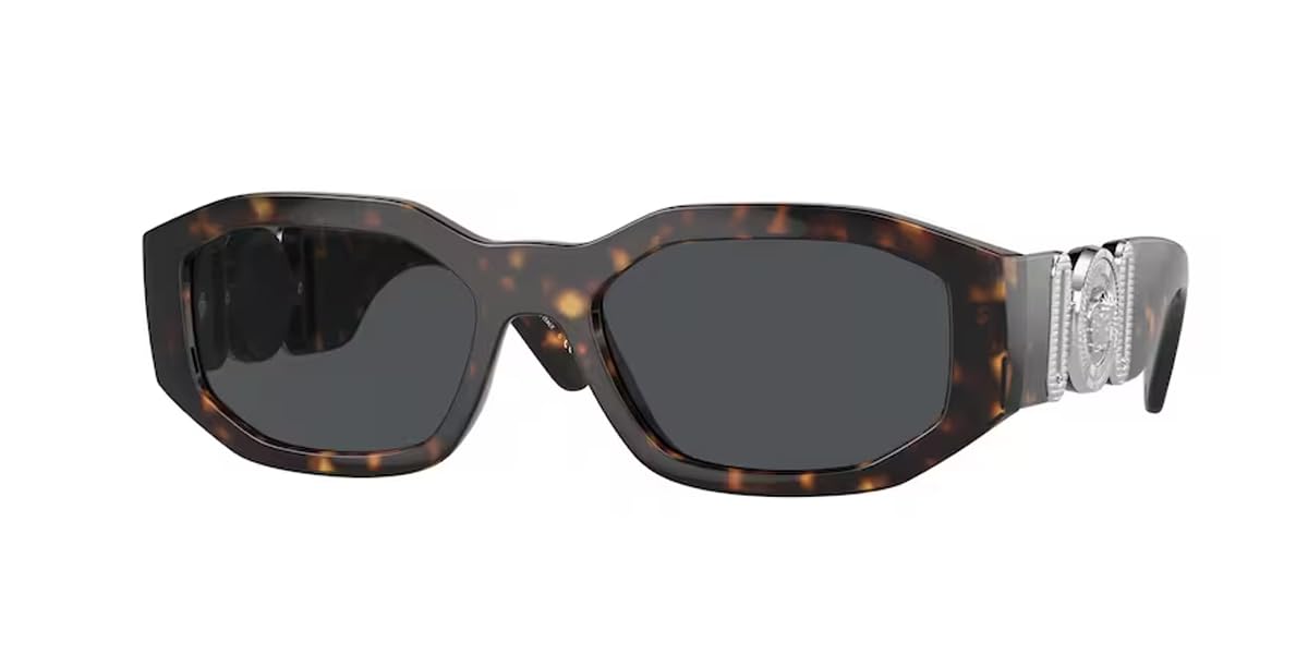 Versace VE4361 Rectangular Sunglasses with Accessories, Havana/Dark Grey
