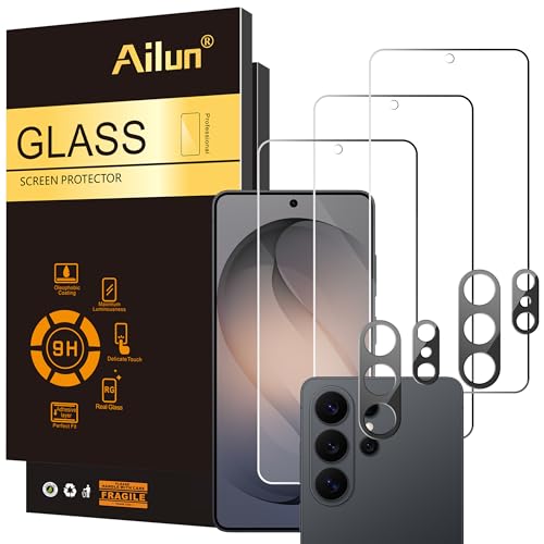 Ailun Glass Screen Protector for Galaxy S26 Ultra [6.9 Inch] 3Pack + 2Pack Camera Lens Tempered Glass Fingerprint Unlock 0.25mm Ultra Clear Anti-Scratch Case Friendly [Not For S26/S26 Plus]