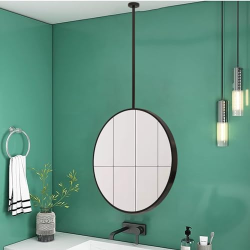 Miroir de salle de bain noir avec perche pour gagner de la place