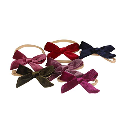 Insowni 15 Pack Solid Velvet Bow Super Stretchy Nylon Headbands Hairbands Accessories For Baby Girls Toddlers Newborns Infants Kids #TOP6