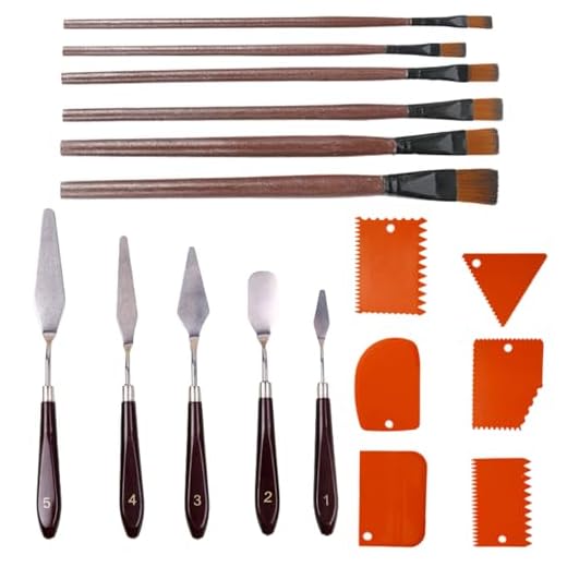 Eowppue Juego De 5 Espátulas Para Estructura De Pintura Al Óleo, Rascadores De Paleta De 6 Colores, Espátulas De Naranja, 6 Lápices De Pintura, Espatula De Encolado Y Espátula De Pintor