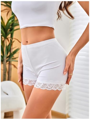 Image of MakeMeChic Women's Summer Lace Trim Shorts Biker Under Dresses