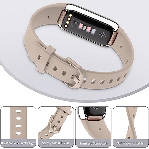 Image of 4 PACK Sport Bands Compatible with Fitbit Luxe Bands for Women Men, Soft Silicone Replacement Sport Straps Wristbands for Fitbit Luxe Fitness and Wellness Tracker