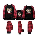 Weihnachts Pyjama Family Set Weihnachtspyjama Paare Chrismas Feiertag Hirsch Kostüm Langarm Weihnachten Schlafanzug Nachthemd Winter Warme Hausanzug Fun-Nachtwäsche für Kinder Erwachsene