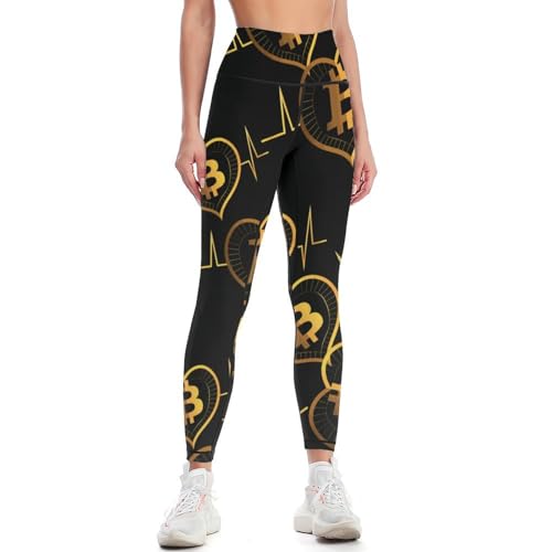 Bitcoin Heartbeat Women's Yoga Pants High Waisted Leggings Casual Sweatpants Joggers Pants for Gym Workout