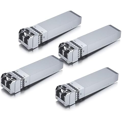 10Gtek 10GBase-SR SFP+ LC Transceiver, 10G 850nm Multimode SFP Module, up to 300 Meters, for Cisco SFP-10G-SR, Meraki MA-SFP-10GB-SR, Ubiquiti UniFi UF-MM-10G, Fortinet, Mikrotik and More, Pack of 4 Cover