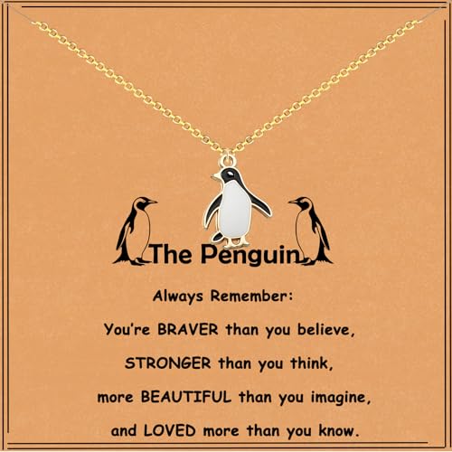 GIAYIER Penguin Gifts for Teens Women Cute Penguin Pendant Necklace Penguin Jewelry Penguin Lover Gifts Penguin Spirit Animal Gift (Black Style2)