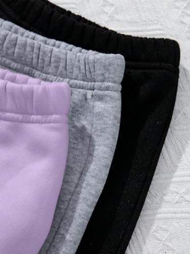 Verdusa Girl's 3 Pack Elastic High Waist Joggers Solid Casual Sweatpants4