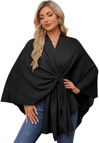 PULI Women Elegant Shawl Wrap Open Front Poncho Sweater Spring Fa...