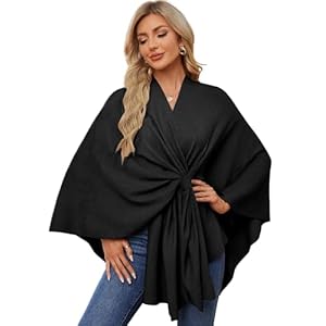 PULI Chal elegante para mujer, suave frente abierto, poncho suéter para primavera, otoño e invierno