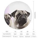 BVKWNTSA Okrągły obrus, na okrągłe stoły, mops, nadruk, 100% poliester, odporny na plamy, zmywalny