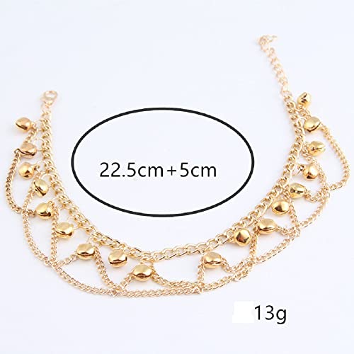 Flyyqmiao Boho Bells Ankle Bracelets Gold Tassel Pendant Anklet Bells Layered Barefoot Sandals Foot Jewelry For Women And Teen Girls Adjustable 11" #TOP3
