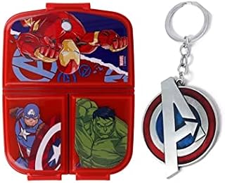 Marvel Avengers Sandwich Lunch Snack Box Multi Compartment Kids Children School Includes The Avengers Keychain