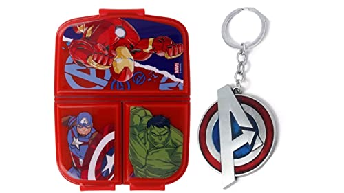 Marvel Vengadores Sandwich Lunch Snack Box Multi Compartimiento Niños Escuela Incluye Llavero de Los Vengadores Cover