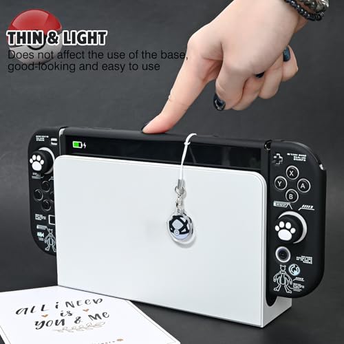 DLseego Protective Case Compatible with Switch OLED,Soft Touch Slim Cover Shell with 2PCS Thumb Grip Caps and Elf Balls Charm,Shock Absorption and Anti-scratch,Black Machine - Image 4