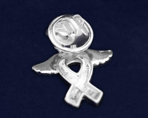 Miniatura 4 de Fundraising For A Cause Pink & Blue Ribbon Angel Pins Pink & Blue Ribbon Pins for Birth Defects Awareness, SIDS Awareness, Male Breast Cancer,