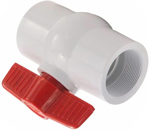 Miniatura 2 de MaxLLTo Válvula de bola de PVC roscada de repuesto de 3/4 pulgadas - Mango rojo para fontanería Thrifco 6415421