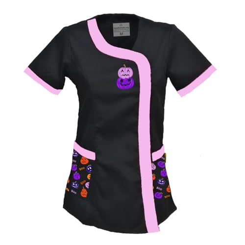 fratelliditalia.org Kasack Arbeit Schwarz Sommer Damen Friseurin Kosmetikerin - Halloween Edition.