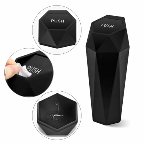 Image of Car Trash Can with Lid, Leakproof Trash Bin for SUV, Mini Automotive Garbage Cans with Trash Bags, Waterproof Multipurpose Car Organizers and Storage (Black)