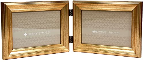 Image of Lawrence Frames 6x4 Hinged Double Sutter Burnished Gold Picture Frame