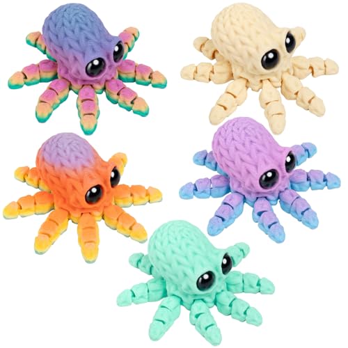 5 Imanes Decorativos Pulpo con Juntas Móviles