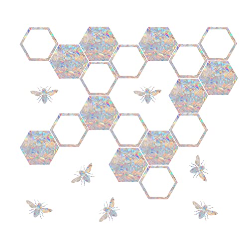 Image of Bee Window Clings for Bird Strikes - Anti-Collision Stickers - Glass Reminder Prism Decals - Avoid Birds Strikes - Decorate Your Glass Doors, JDFC-30