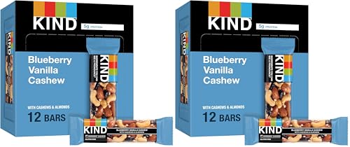 KIND Bars, Blueberry Vanilla Cashew, Healthy Snacks, Gluten Free, 5g Protein, 12 Count (Pack of 2)