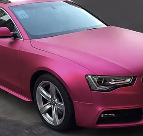 Image of WISDOM Pink Metallic Vehicle Wrap Vinyl Matt Finish Easy Apply Air-Release Weatherproof DIY Car & Motorcycle (Pink Metallic, 20 Inch X 4 Feet)