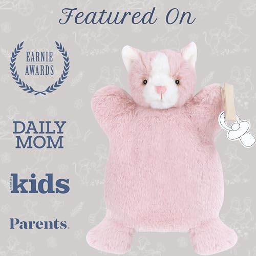 Image of MON AMI Callie Kitty Pacifier Holder & Security Blanket | 12-Inch Soft Plush Baby Blanket with Velcro Pacifier Holder | Perfect Newborn Essential for Birthdays & Baby Showers