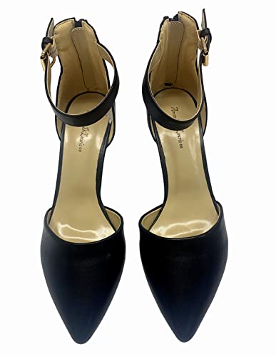 Women’s Pointed Toe Low Mid Heel Closed Ankle Strap Sandal Dress Wedding Shoes Medium Wide Widths