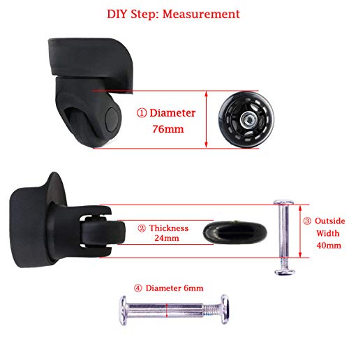 Gekufa 70mm x 24mm Luggage Wheels Replacement with ABEC 608zz Bearings, Inline Skate Wheels Repair Kit 1 Pair - Thumbnail 7