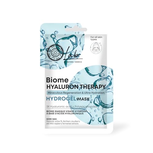 Natura Siberica Lab Biome Hyaluron Therapy Hydrogelmaske – Feuchtigkeitsmaske mit Hyaluronsäure – Regenerierend Erfrischend – Alle Hauttypen, 1 Stück