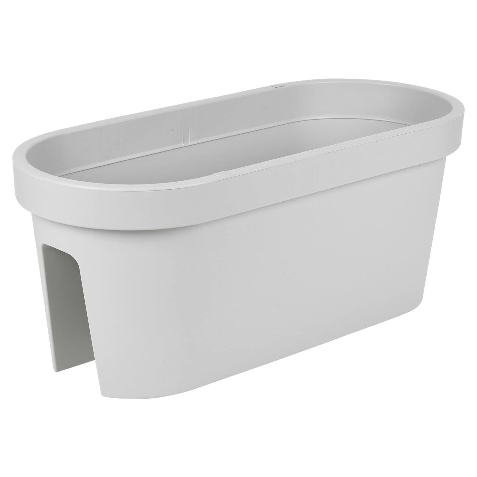 Outdoor Garden Balcony Railing Fence Hanging Planter Pot, Large (Light Grey)