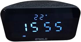 Caixa de Som Bluetooth 5.3, 15W, com Relógio Digital LED, Temperatura, Despertador, Rádio FM, Entrada USB, Bateria 1800mAh, Alto-falante 52mm