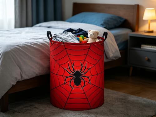 Image of Baby Laundry Hamper kids laundry Basket Waterproof Laundry Bag for Bedroom Clothes Organizer Room Decor(Spider Web)