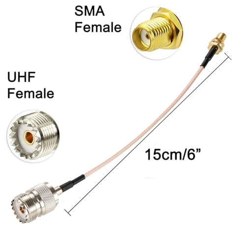 Miniatura 3 de Greluma 1 Pieza Cable De Extensión De Adaptador Coaxial Uhf Hembra So-239 A Sma Hembra, Cable Flexible De Baja Pérdida Rg316 Con Adaptador Sma Macho A Macho