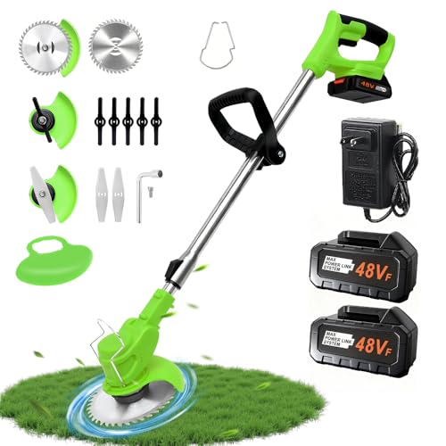KEPEAK Cordless Electric Weed Wacker, Adjustable Shaft & 3 in