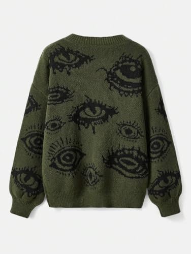Melliflo Women Oversized Round Neck Sweater Pullover Fashion Goth Sweater for Women Plus Size Eye Pattern Long Sleeve Sweater2